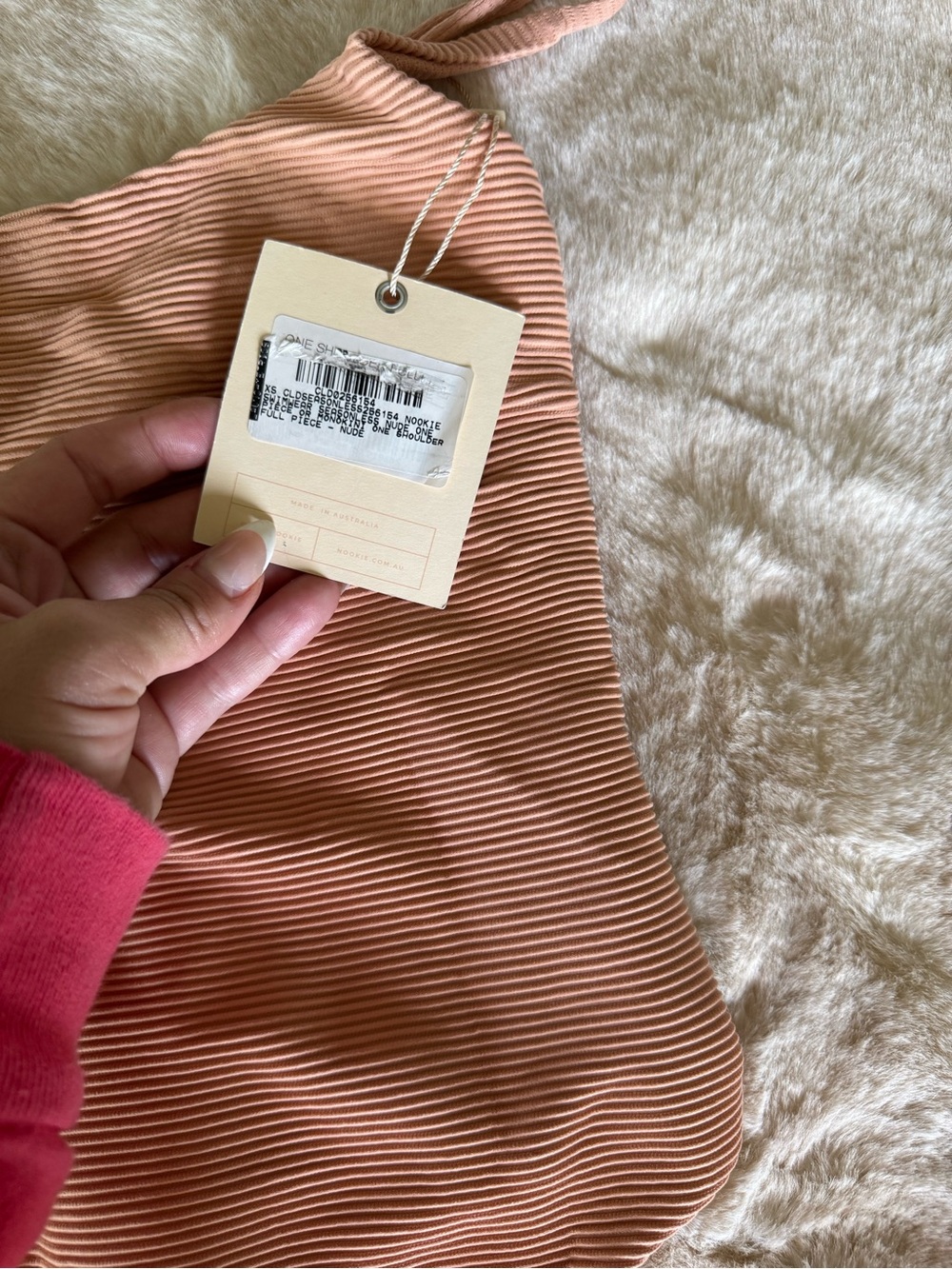 Nookie Peach Ribbed One-Shoulder Top - Picture 2 of 6